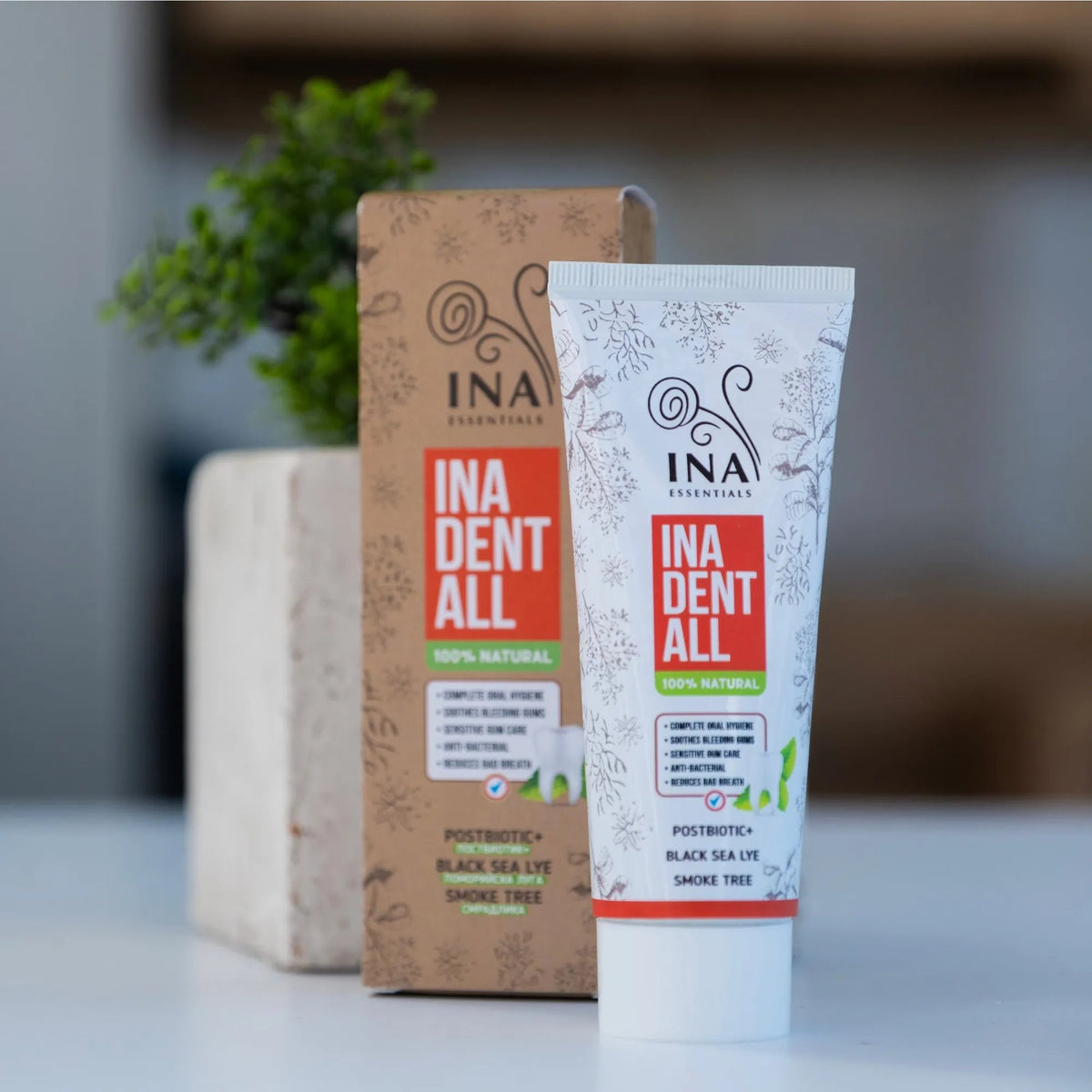 Naturalna pasta do zębów bez fluoru z Perukowcem podolskim, ługiem z Morza Czarnego i postbiotykiem - Ina Dent-All