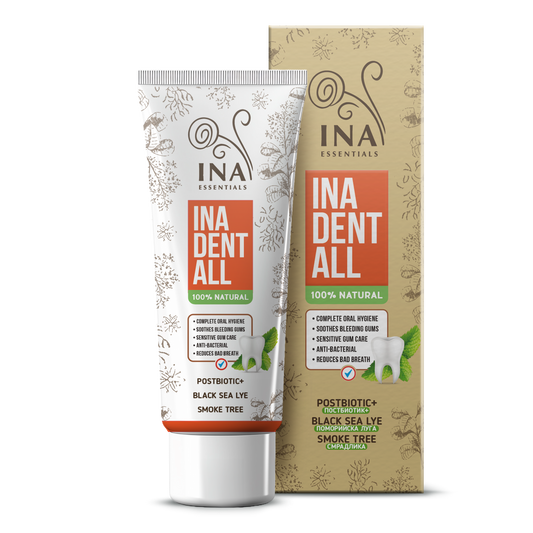 Naturalna pasta do zębów bez fluoru z Perukowcem poddlskim, ługiem z Morza Czarnego i postbiotykiem - Ina Dent-All