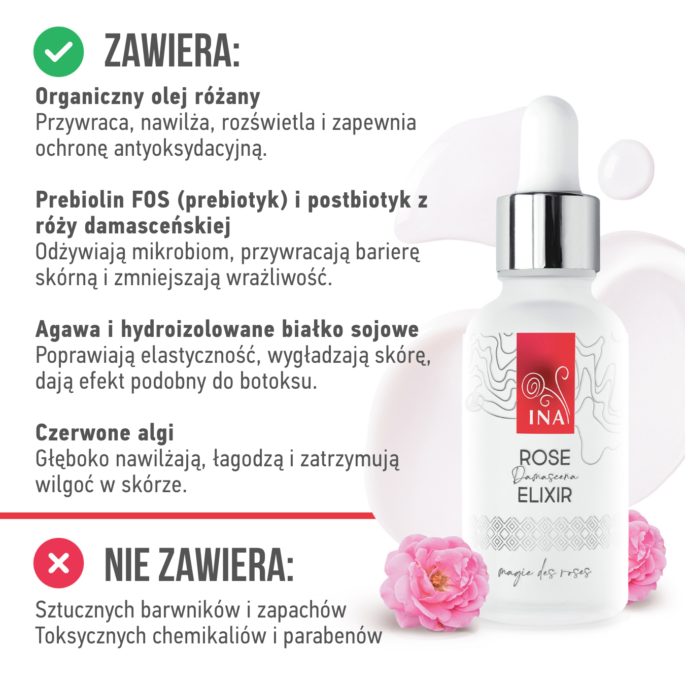Intensywne serum przeciwstarzeniowe do twarzy z organicznym olejkiem różanym – Rose Elixir