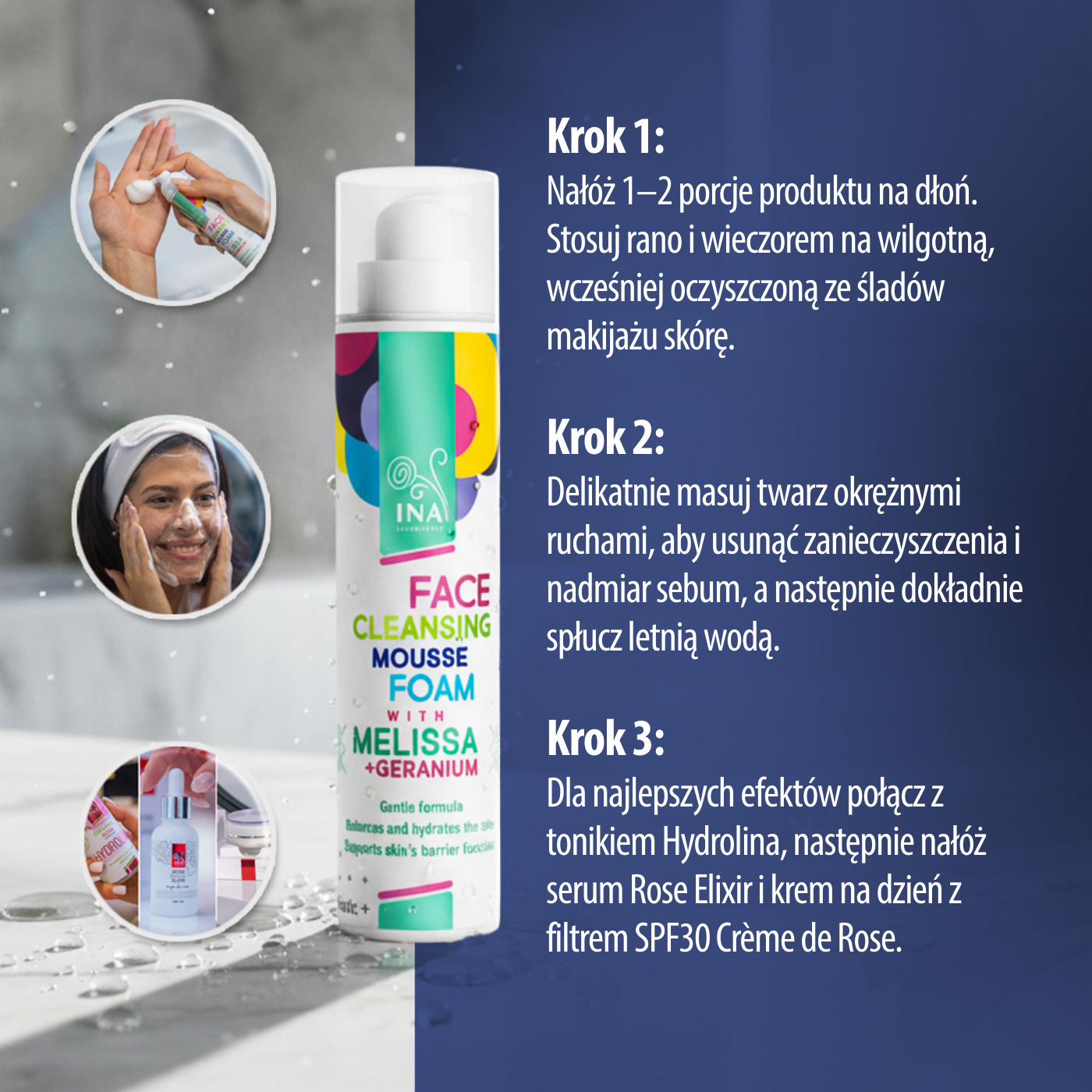 Zestaw Promocyjny 3 Naturalne Pianki Oczyszczające do Twarzy z Melisą i Geranium