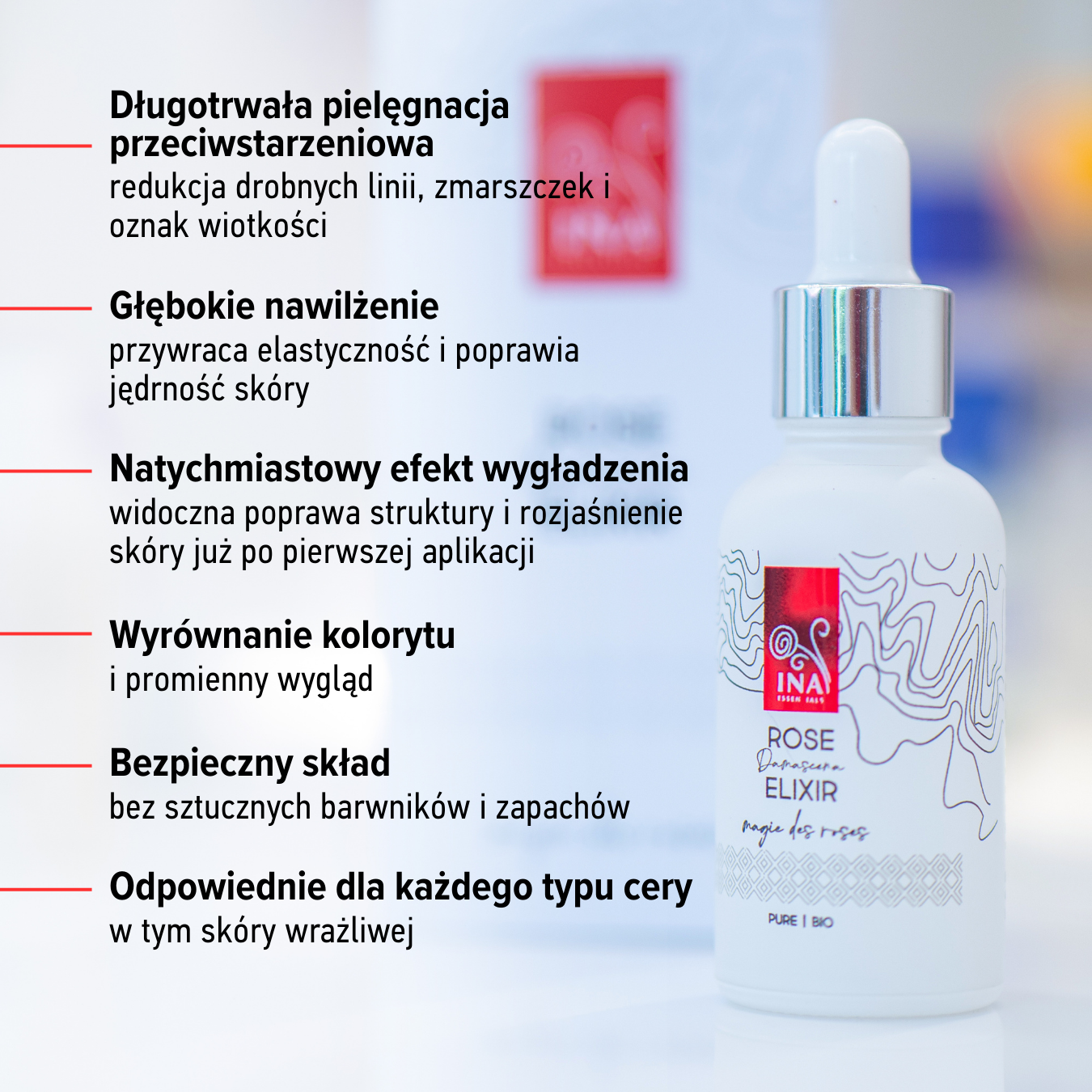 Intensywne serum przeciwstarzeniowe do twarzy z organicznym olejkiem różanym – Rose Elixir