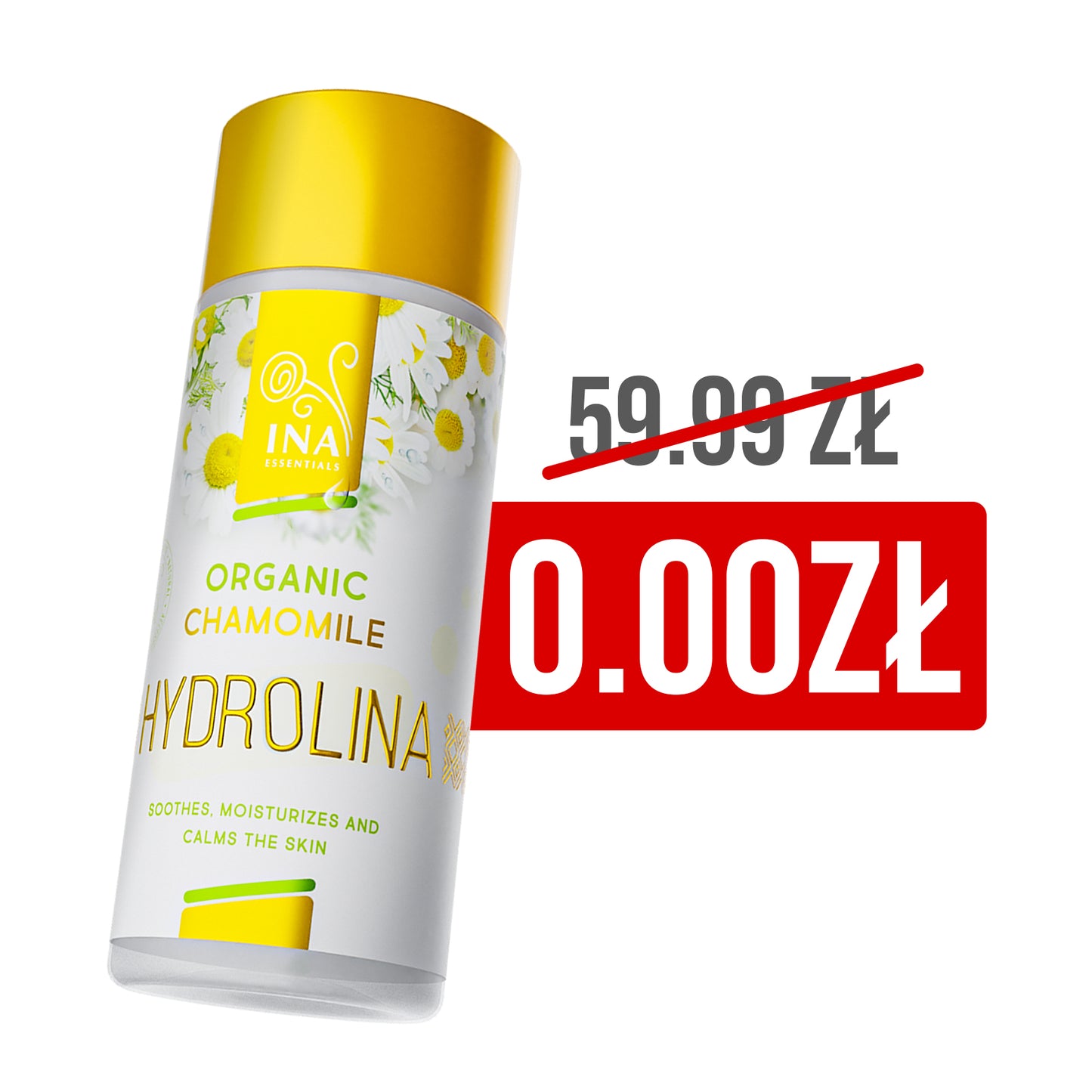 + Prezent Organiczna woda Rumiankowa - Hydrolina na Egzemę i Podrażnioną skórę