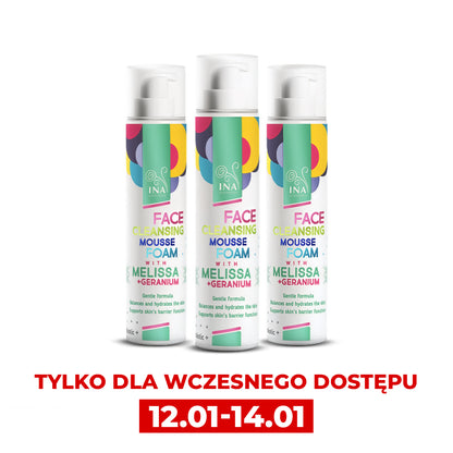 Zestaw Promocyjny 3 Naturalne Pianki Oczyszczające do Twarzy z Melisą i Geranium