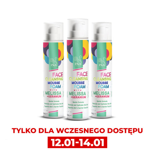 Zestaw Promocyjny 3 Naturalne Pianki Oczyszczające do Twarzy z Melisą i Geranium