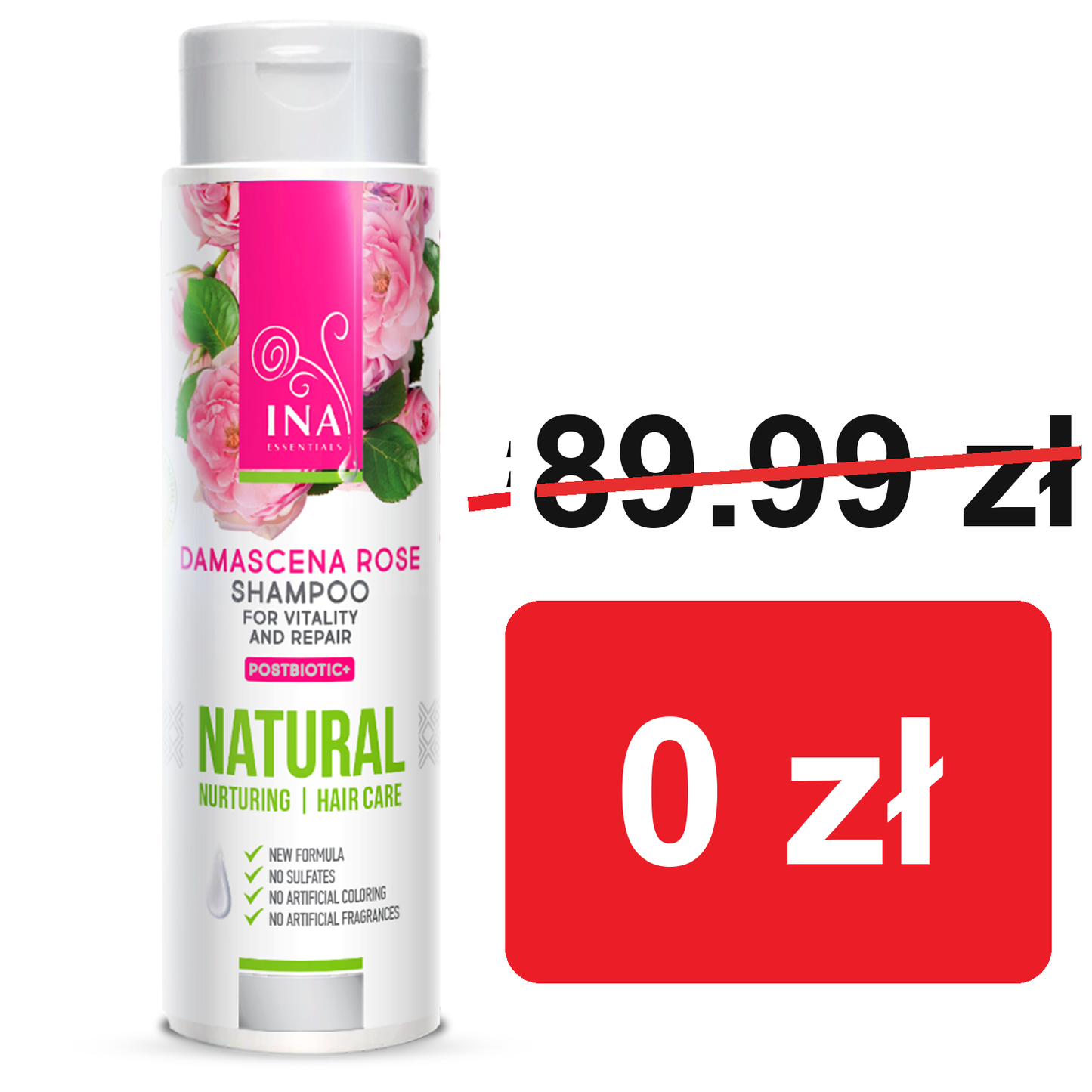+ Prezent Naturalny Szampon Różany do włosów Suchych i Zniszczonych