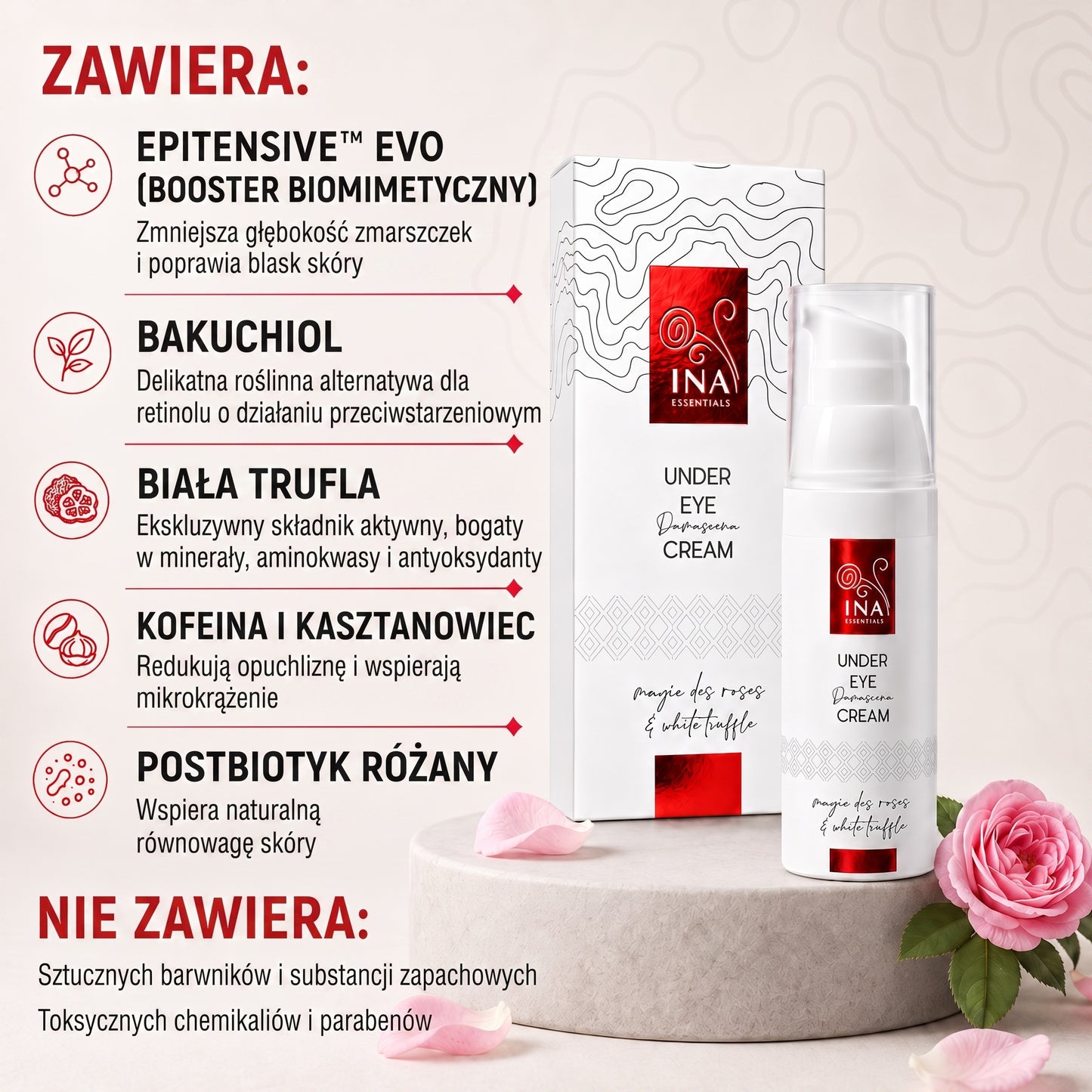 Luksusowy Krem Przeciwstarzeniowy pod Oczy z Różą – Rose Eye Lift