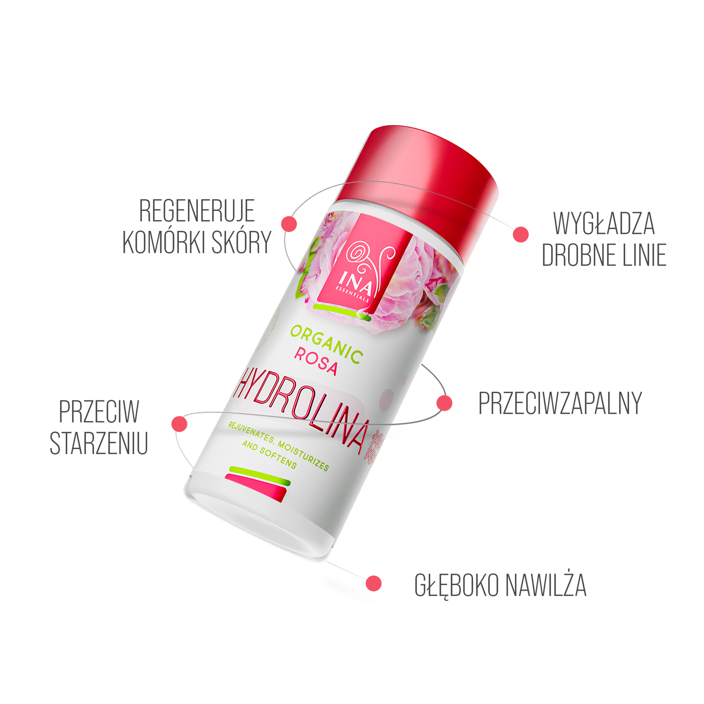 Organiczna woda Różana - Hydrolina - Hydrolat Rózany na Suchą skórę